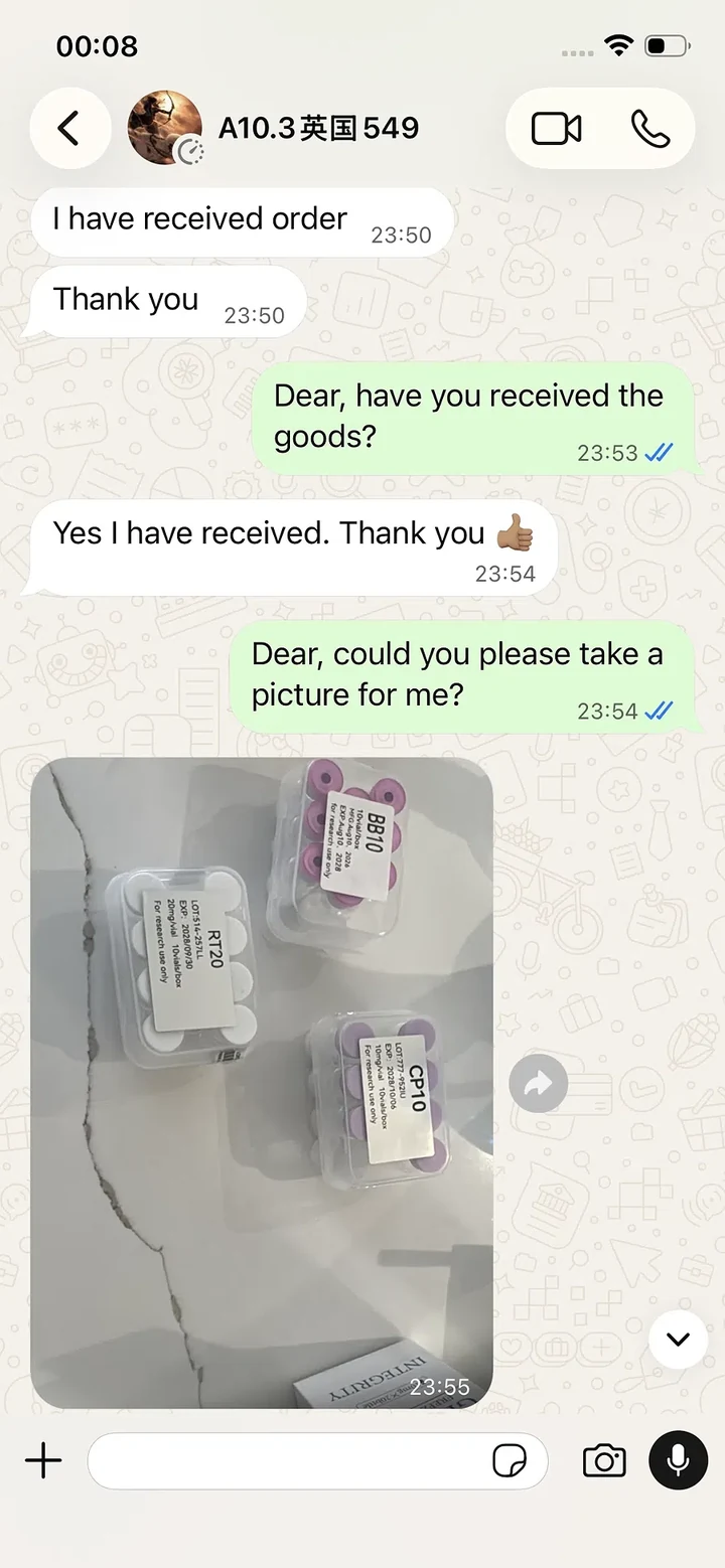 Order received — customer-shared WhatsApp screenshot