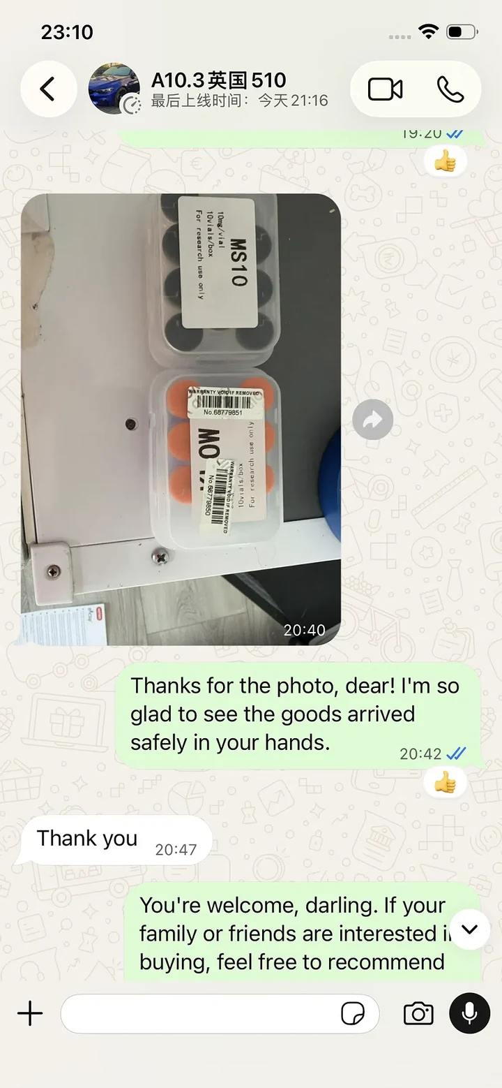 Delivery photo & reply — customer-shared WhatsApp screenshot