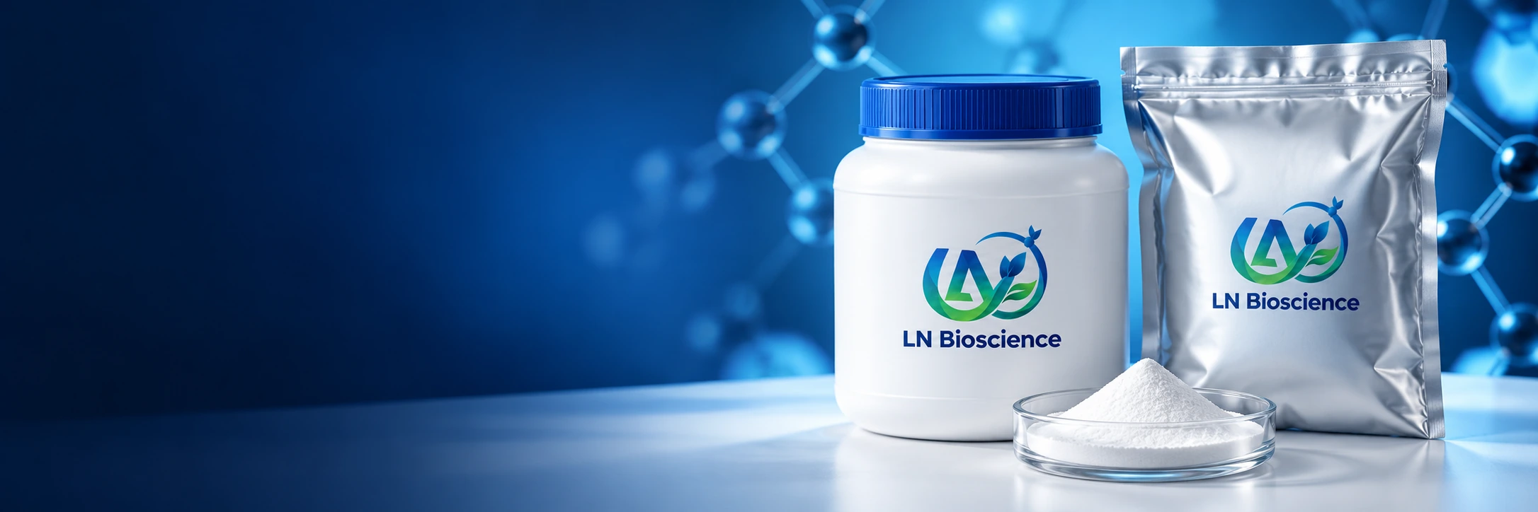 LN Bioscience raw material packaging and powder — product illustration